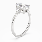 Pear Trillion Three Stone Small Sides in 18K White Gold angled