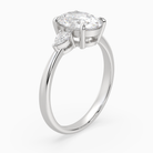 Oval Pear Side Three Stone Classic in 14K White Gold angled