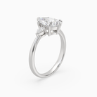Pear Pear Side Three Stone Classic in Platinum angled