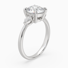 Round Pear Side Three Stone Classic in Platinum angled