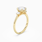 Round Pear Three-Stone with Round Sides in 18K Yellow Gold angled
