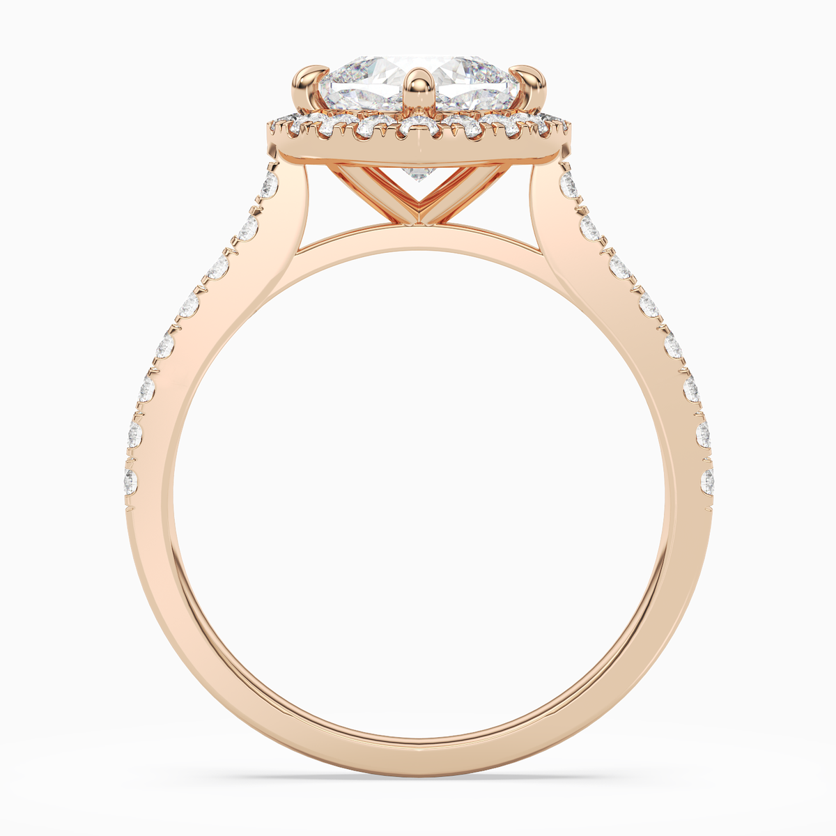 Cushion Kite Halo Baseline in 14K Rose Gold side profile