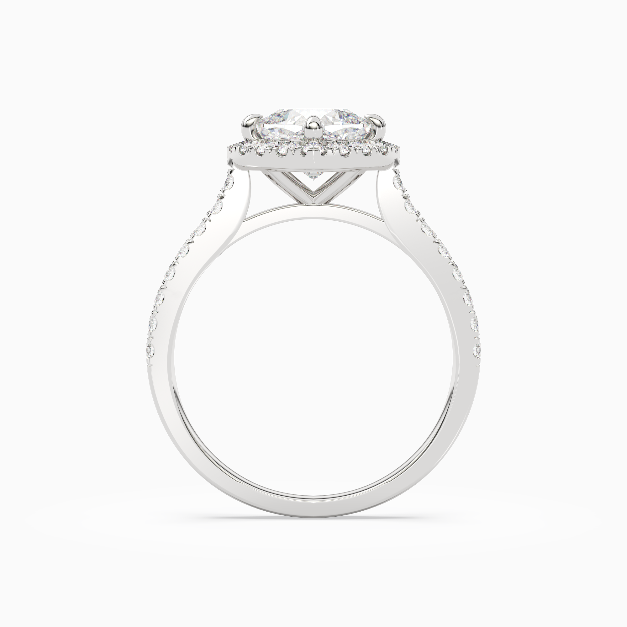 Cushion Kite Halo Baseline in 14K White Gold side profile