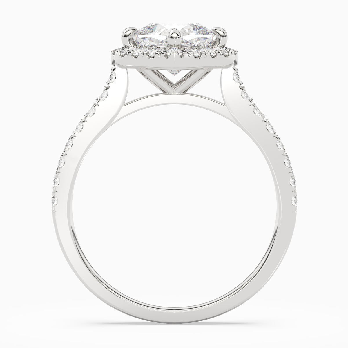 Cushion Kite Halo Baseline in 14K White Gold side profile