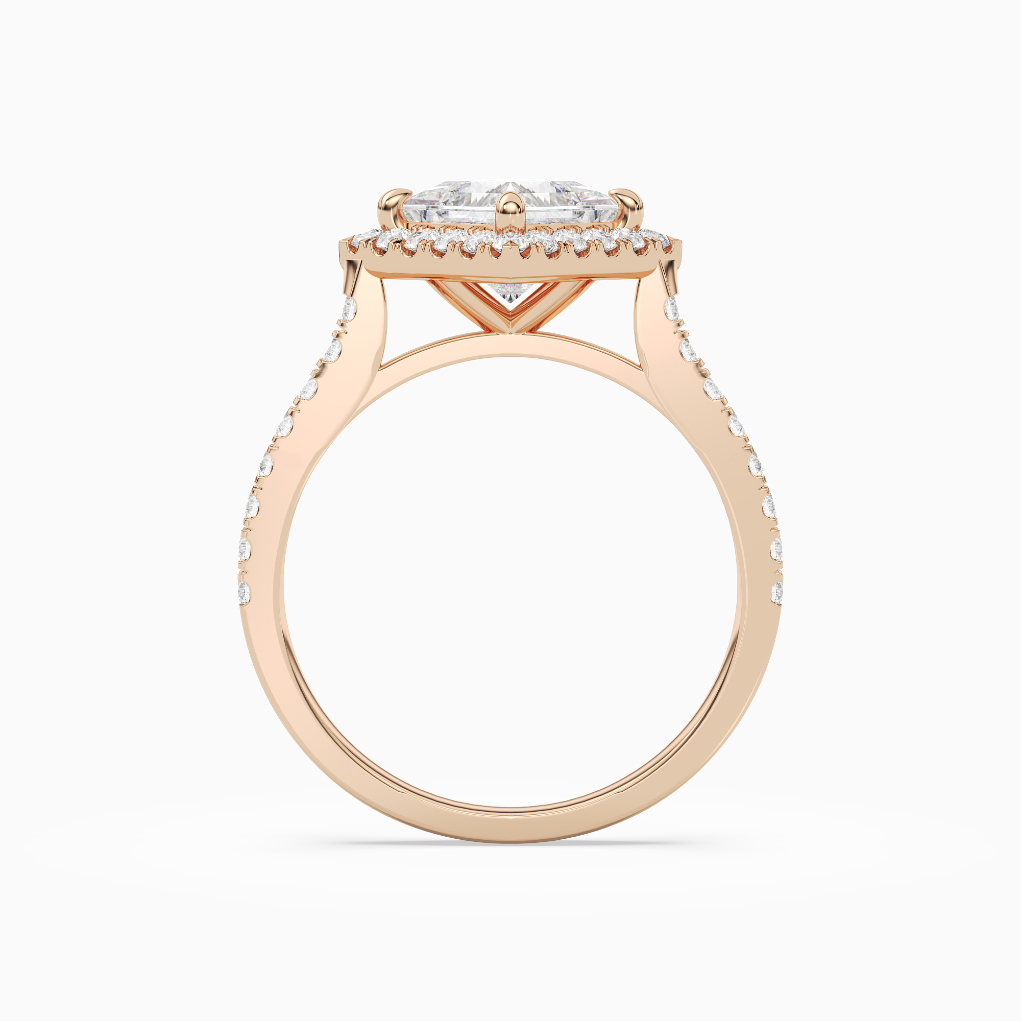 Princess Kite Halo Baseline in 14K Rose Gold side profile