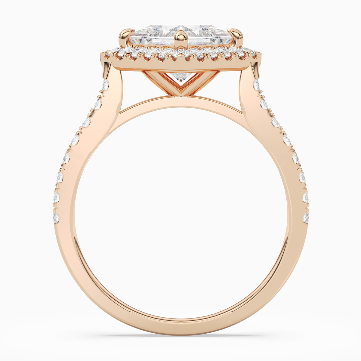 Princess Kite Halo Baseline in 14K Rose Gold side profile
