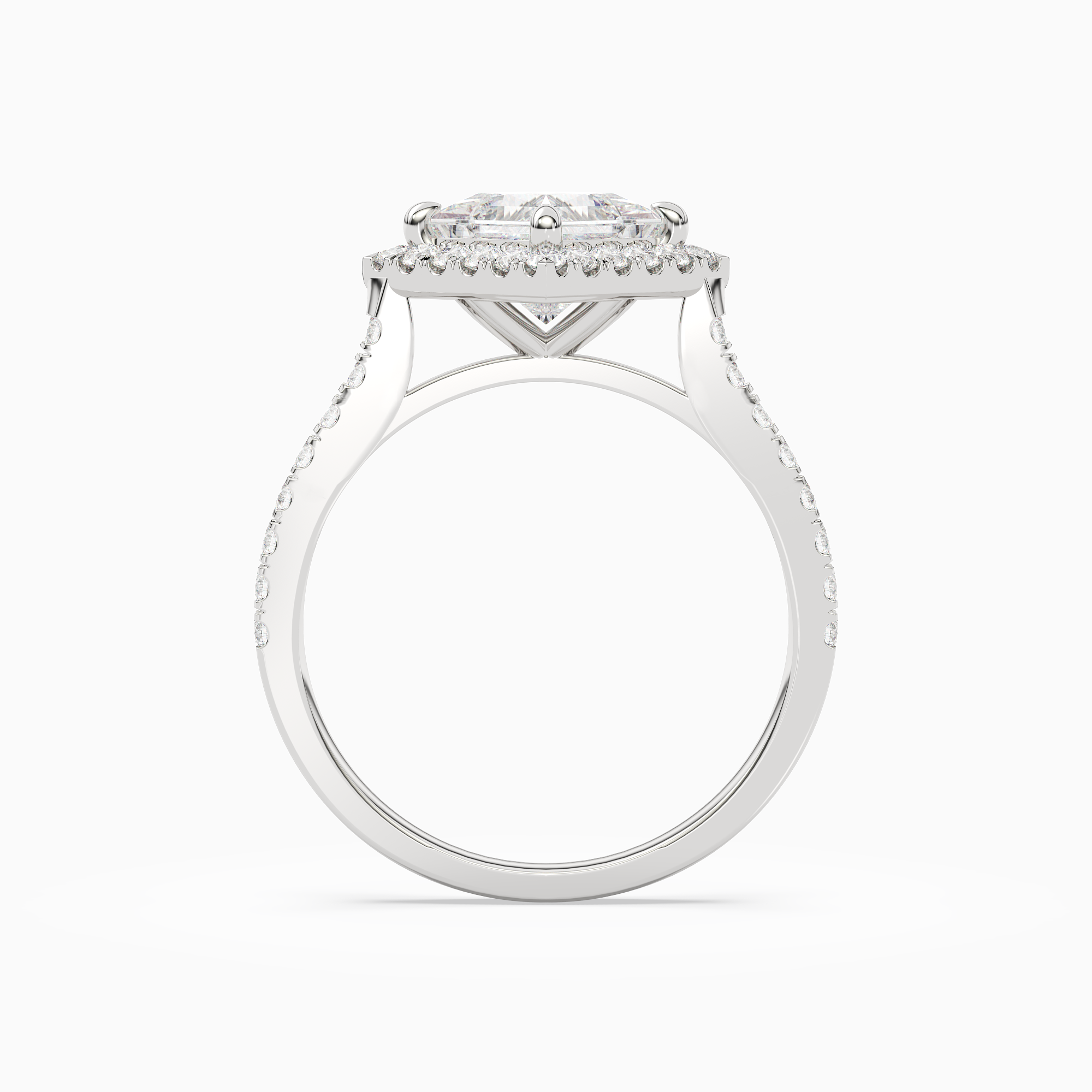 Princess Kite Halo Baseline in 14K White Gold side profile