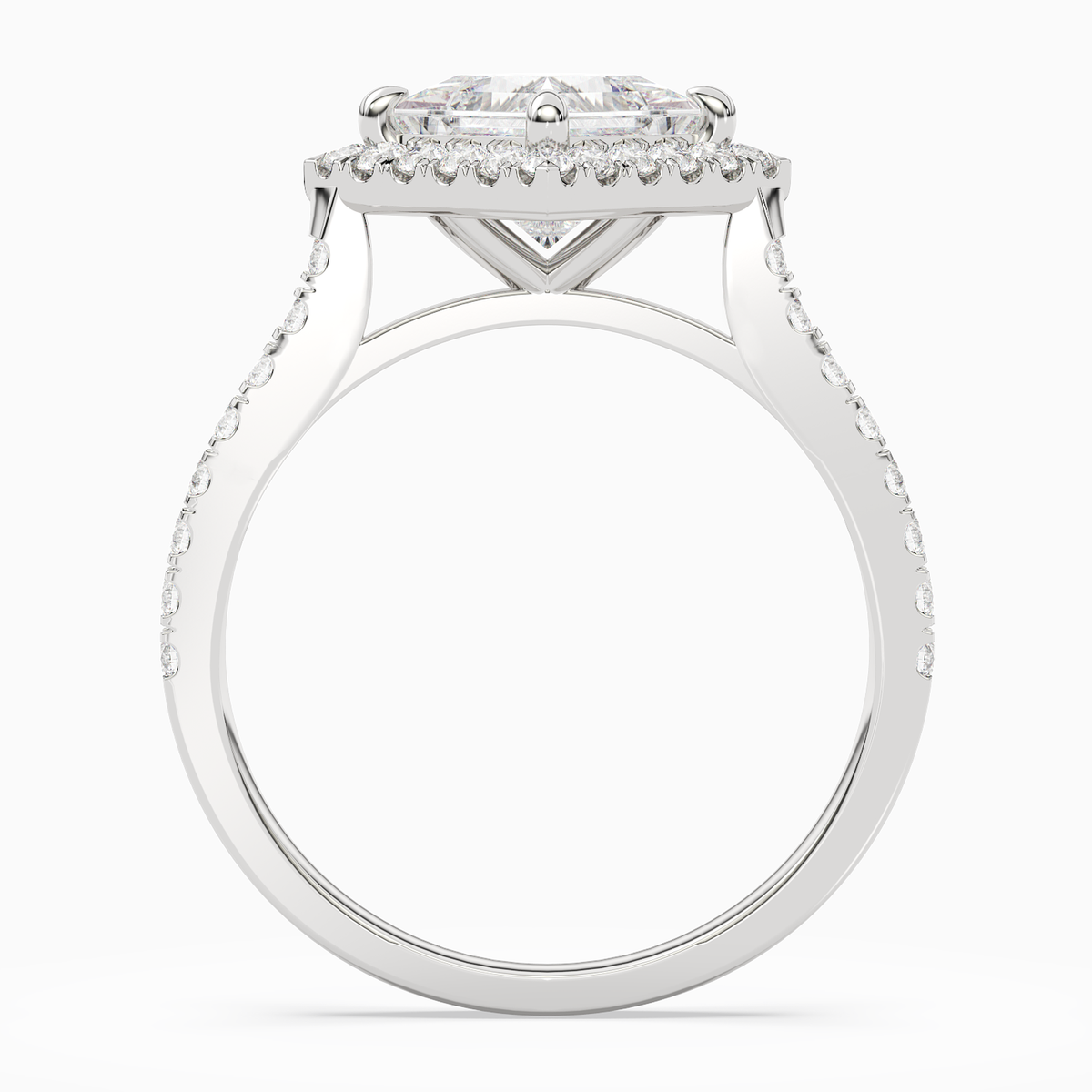 Princess Kite Halo Baseline in 14K White Gold side profile