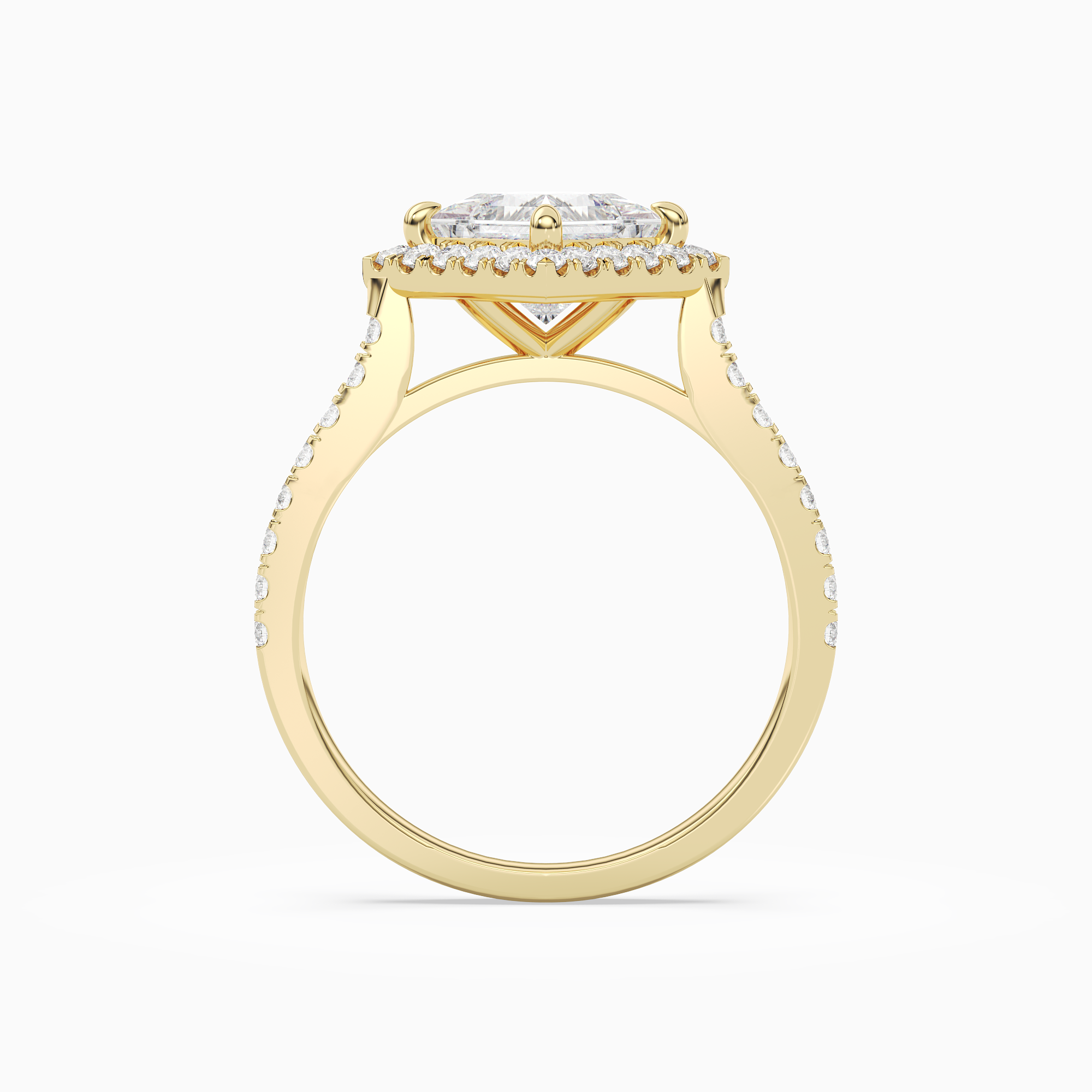Princess Kite Halo Baseline in 14K Yellow Gold side profile