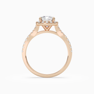 Cushion Classic Halo Split Shank Ring in 14K Rose Gold side profile