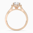 Cushion Classic Halo Split Shank Ring in 14K Rose Gold side profile