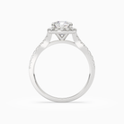 Cushion Classic Halo Split Shank Ring in 18K White Gold side profile