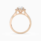 Round Classic Halo Split Shank Ring in 14K Rose Gold side profile