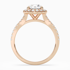 Round Classic Halo Split Shank Ring in 14K Rose Gold side profile