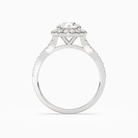 Round Classic Halo Split Shank Ring in 14K White Gold side profile