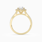 Round Classic Halo Split Shank Ring in 18K Yellow Gold side profile