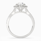 Round Classic Halo Split Shank Ring in Platinum side profile