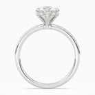 Oval Crown Halo Pavé in 18K White Gold side profile