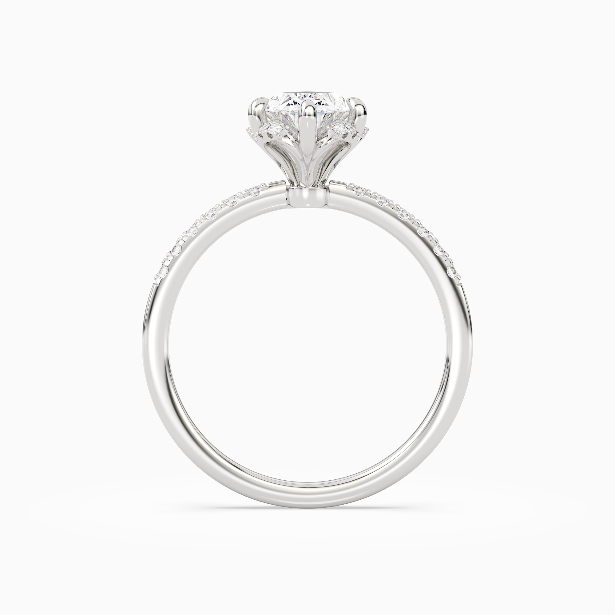 Oval Crown Halo Pavé in Platinum side profile
