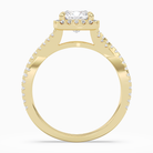 Cushion Twisted Shank Halo in 18K Yellow Gold side profile