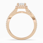 Emerald Twisted Shank Halo in 14K Rose Gold side profile