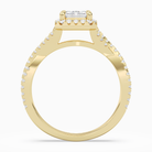 Emerald Twisted Shank Halo in 18K Yellow Gold side profile