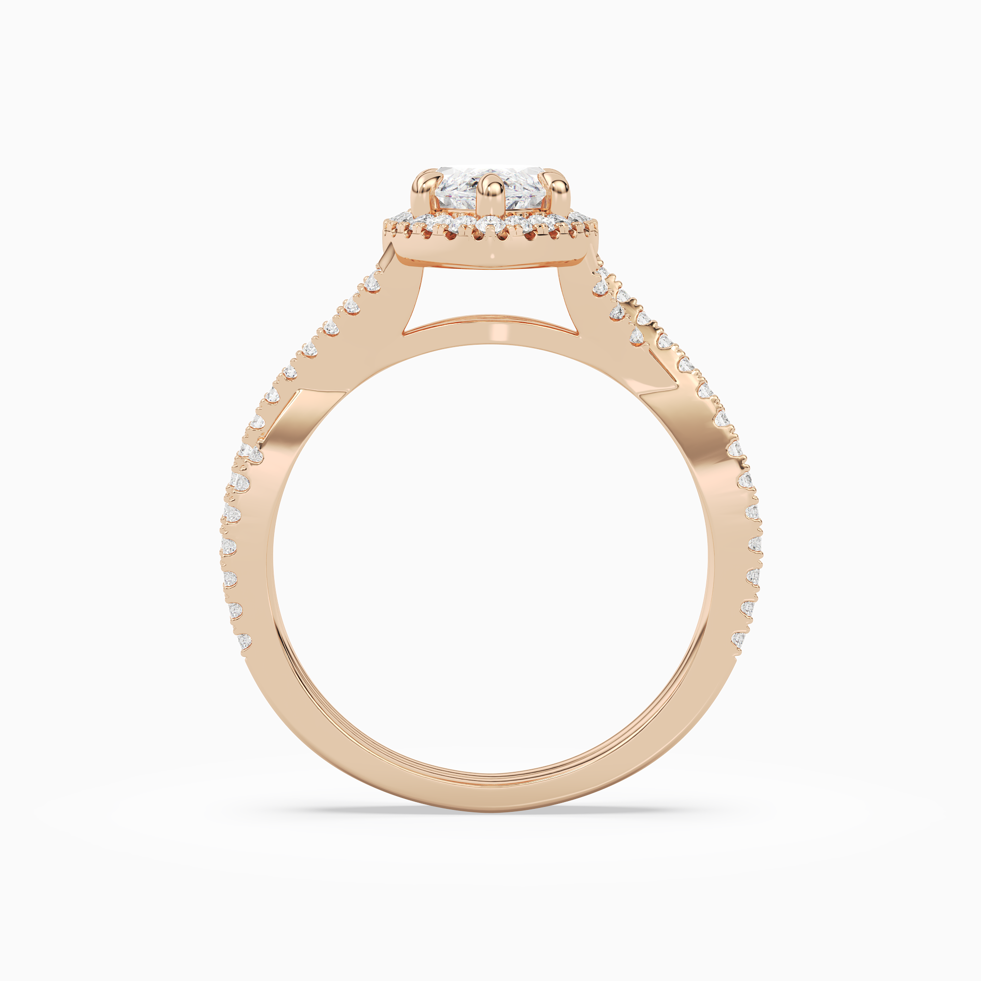 Marquise Twisted Shank Halo in 14K Rose Gold side profile
