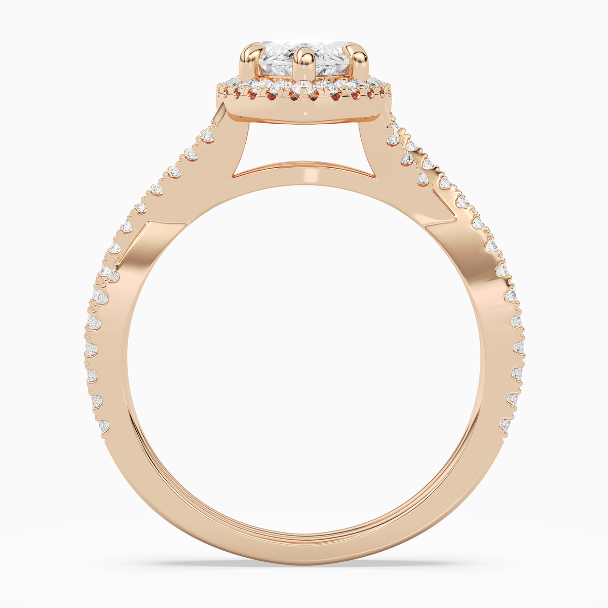 Marquise Twisted Shank Halo in 14K Rose Gold side profile