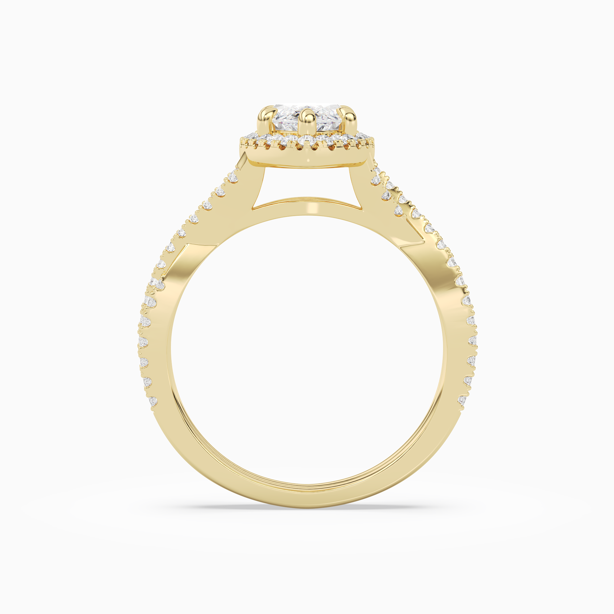 Marquise Twisted Shank Halo in 18K Yellow Gold side profile