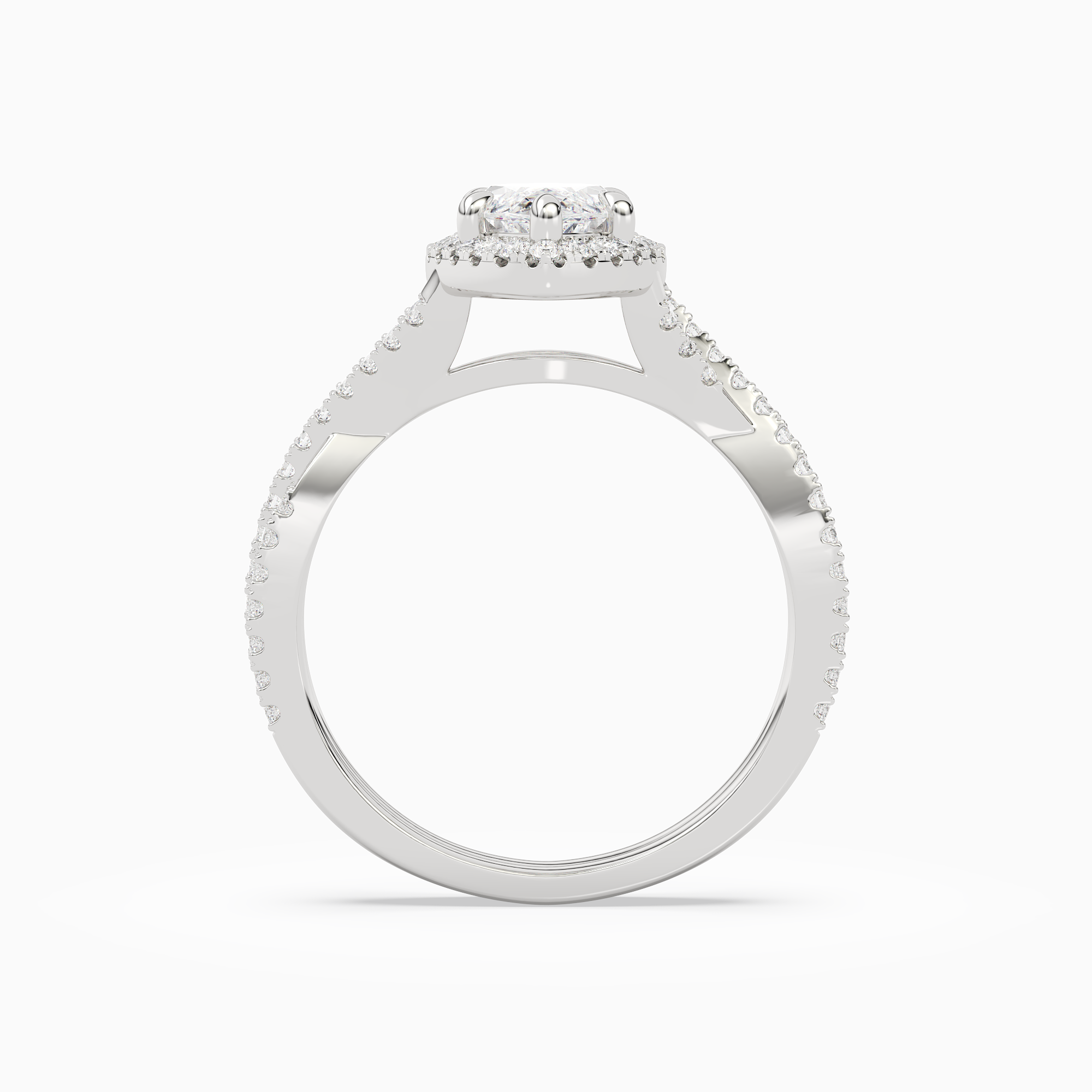 Marquise Twisted Shank Halo in Platinum side profile