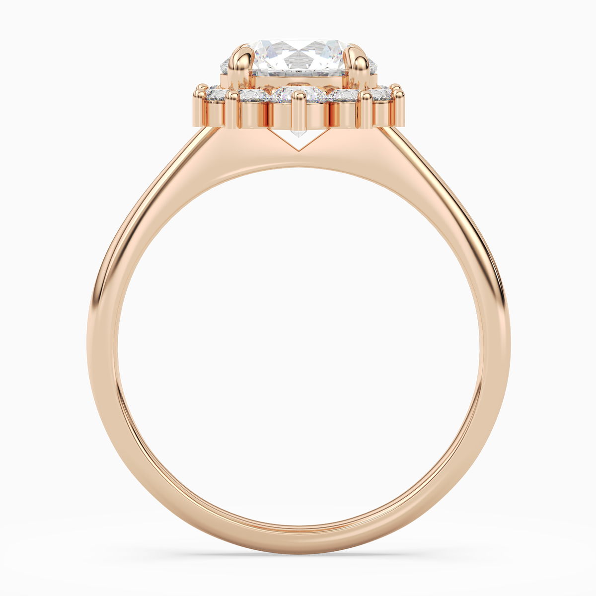 Round Floral Cluster Halo in 14K Rose Gold side profile