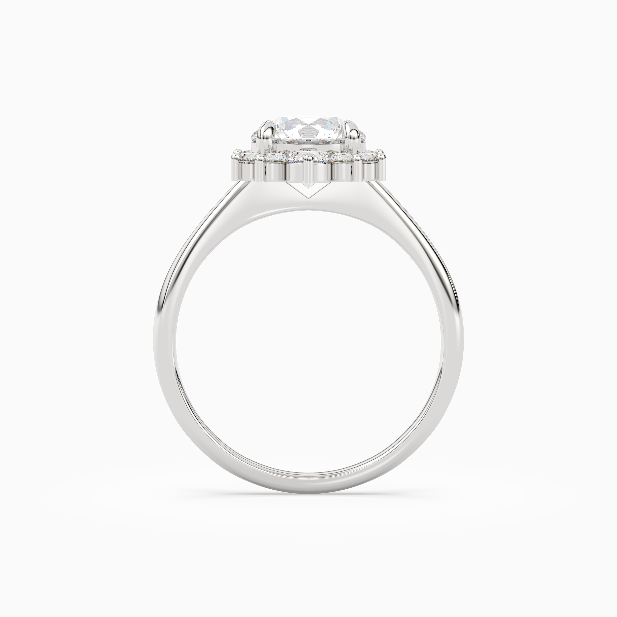 Round Floral Cluster Halo in 18K White Gold side profile