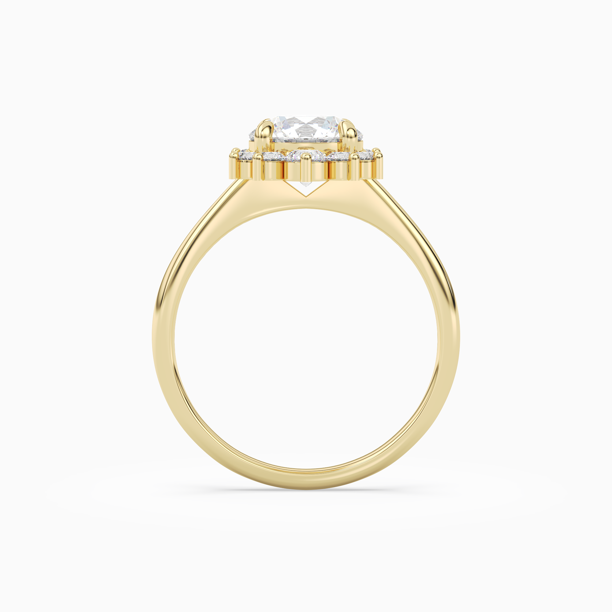 Round Floral Cluster Halo in 18K Yellow Gold side profile