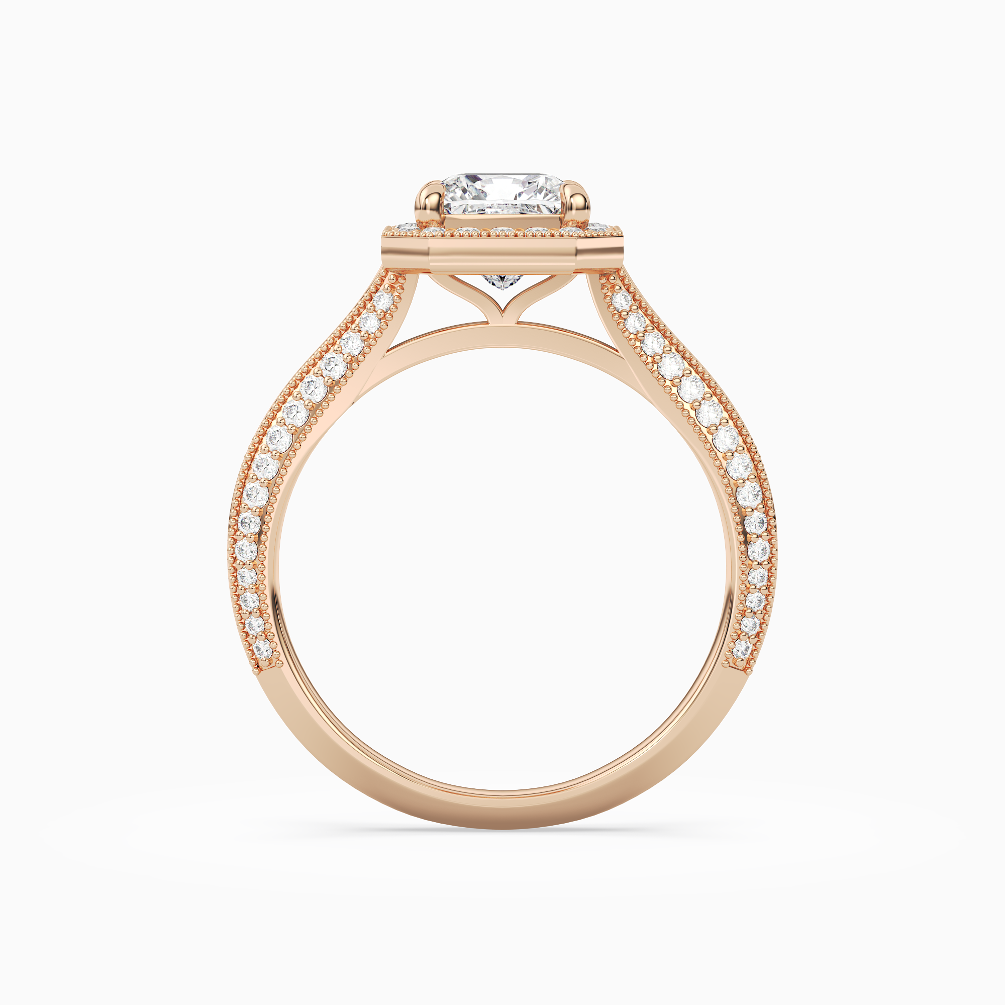 Cushion Octagon Halo in 14K Rose Gold side profile