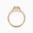 Emerald Octagon Halo in 14K Rose Gold side profile