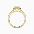 Emerald Octagon Halo in 18K Yellow Gold side profile