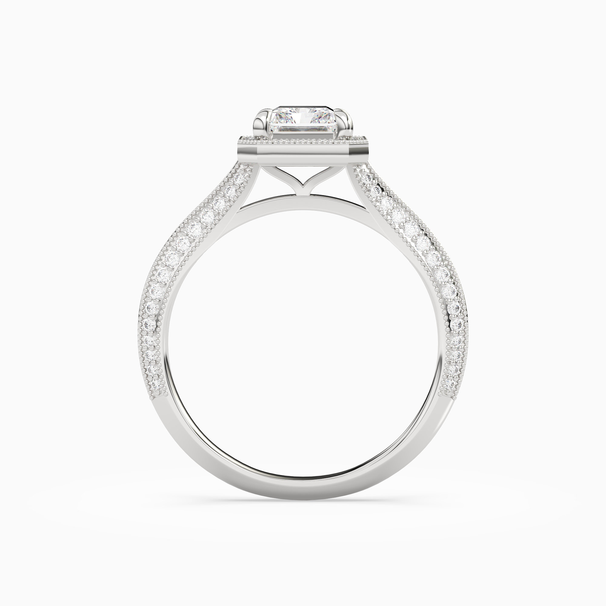 Radiant Octagon Halo in 14K White Gold side profile