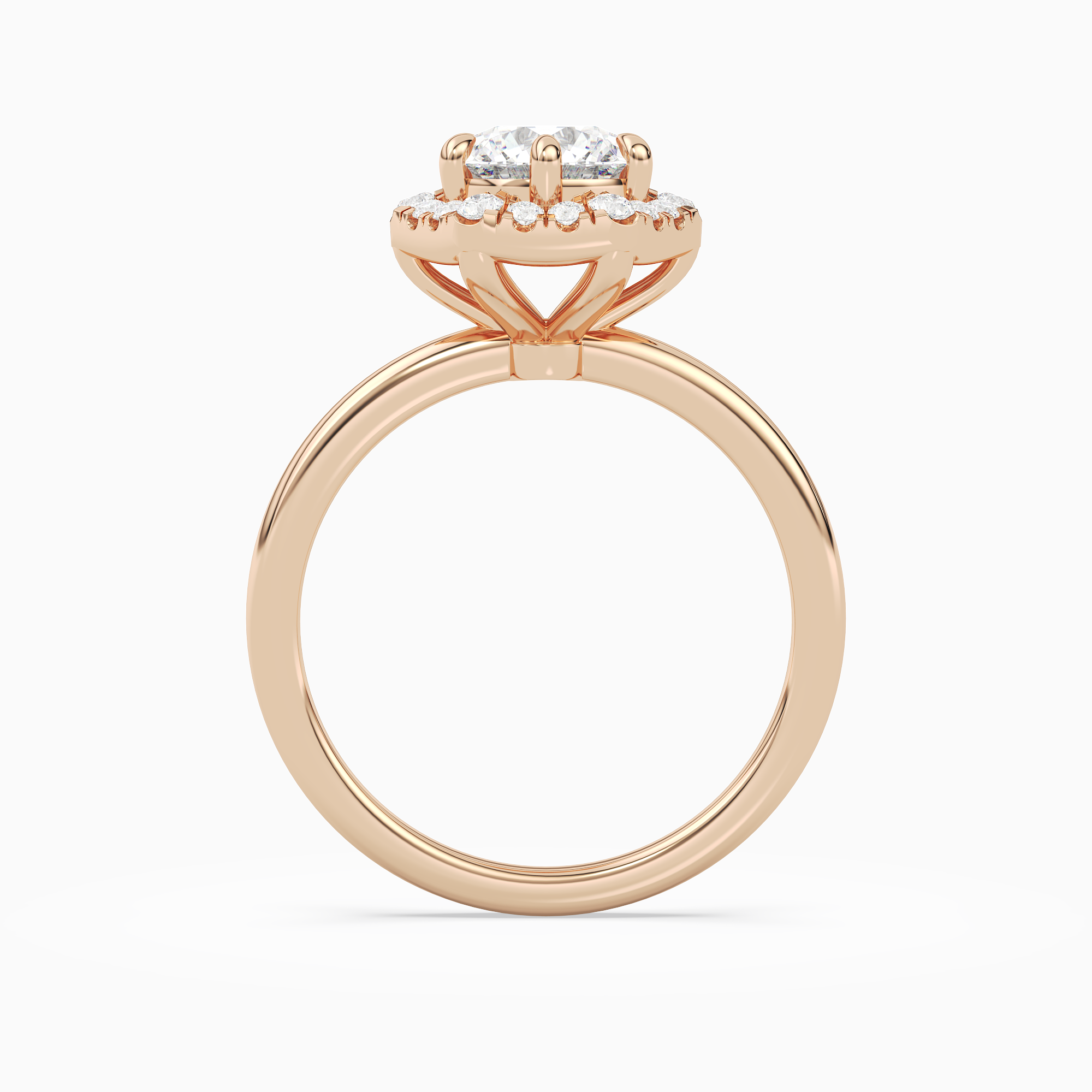 Round Halo in 14K Rose Gold side profile