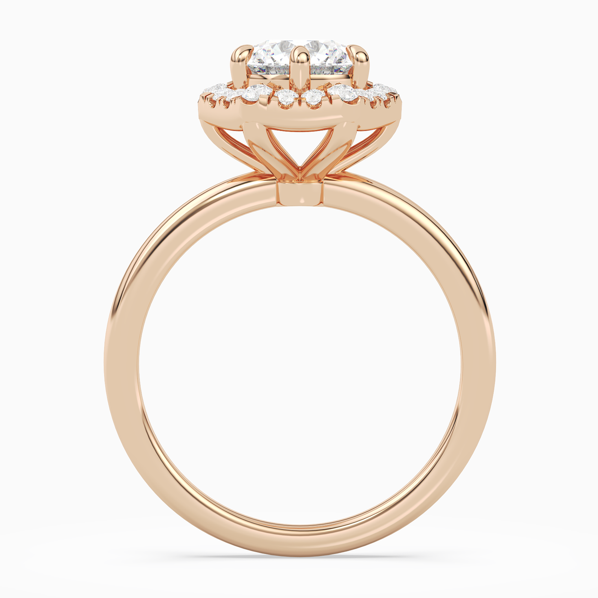 Round Halo in 14K Rose Gold side profile