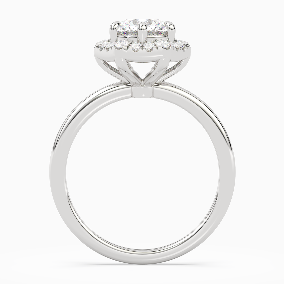 Round Halo in 14K White Gold side profile