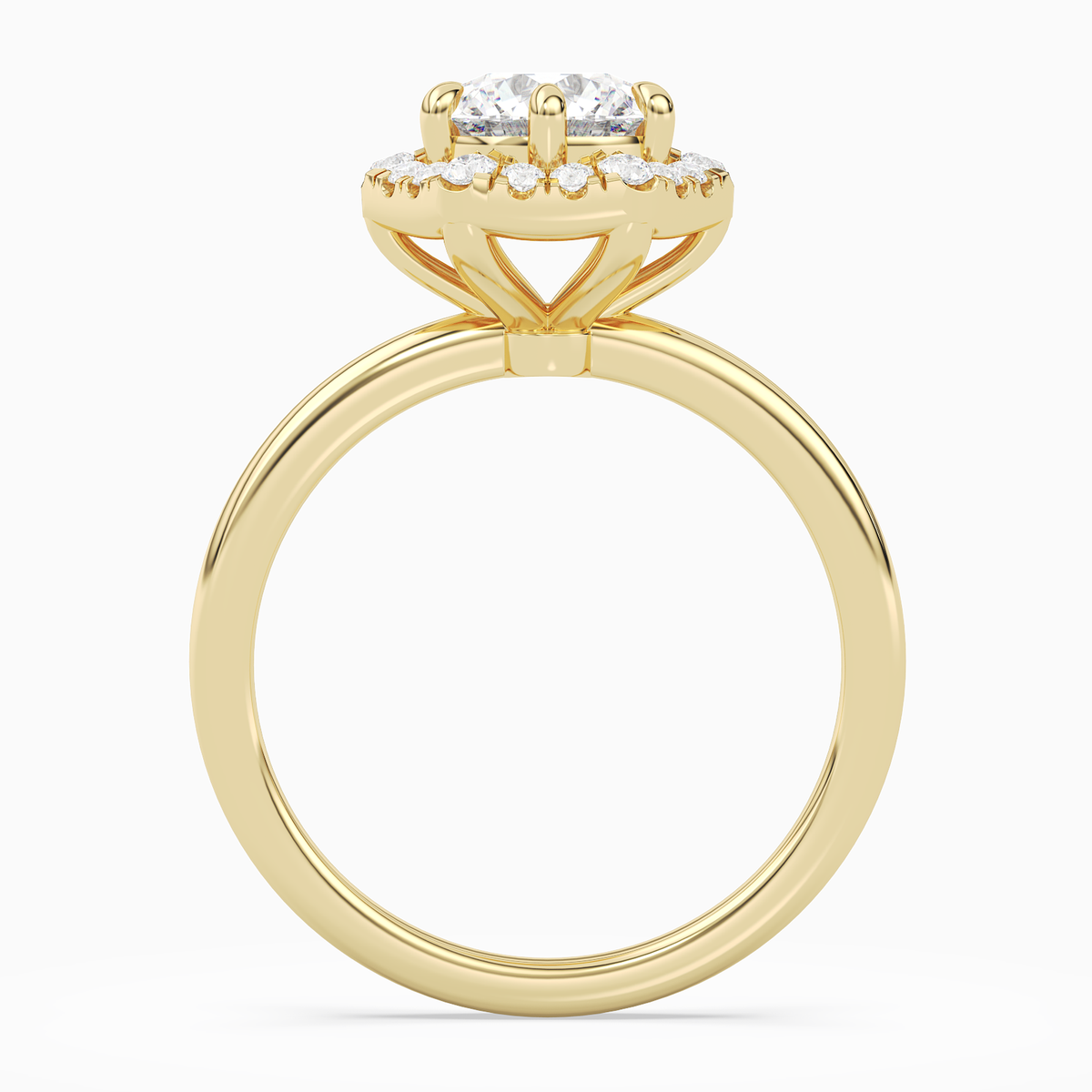 Round Halo in 14K Yellow Gold side profile