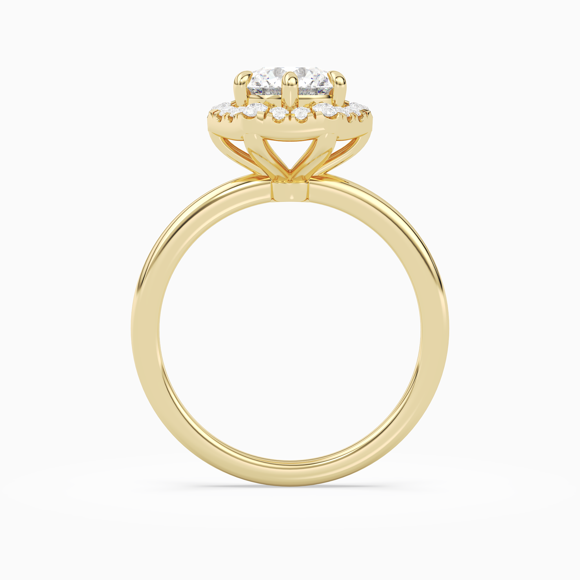 Round Halo in 18K Yellow Gold side profile