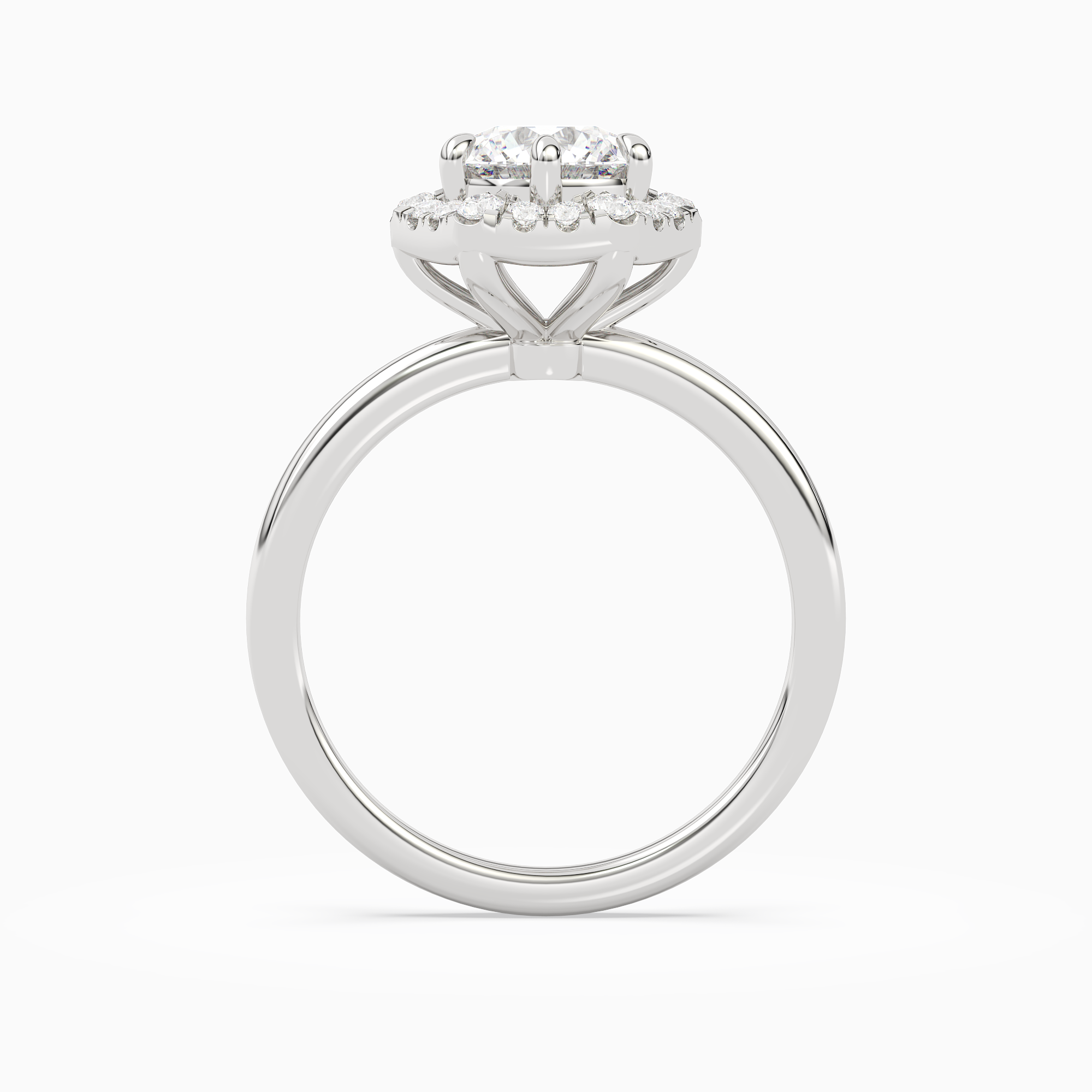Round Halo in Platinum side profile