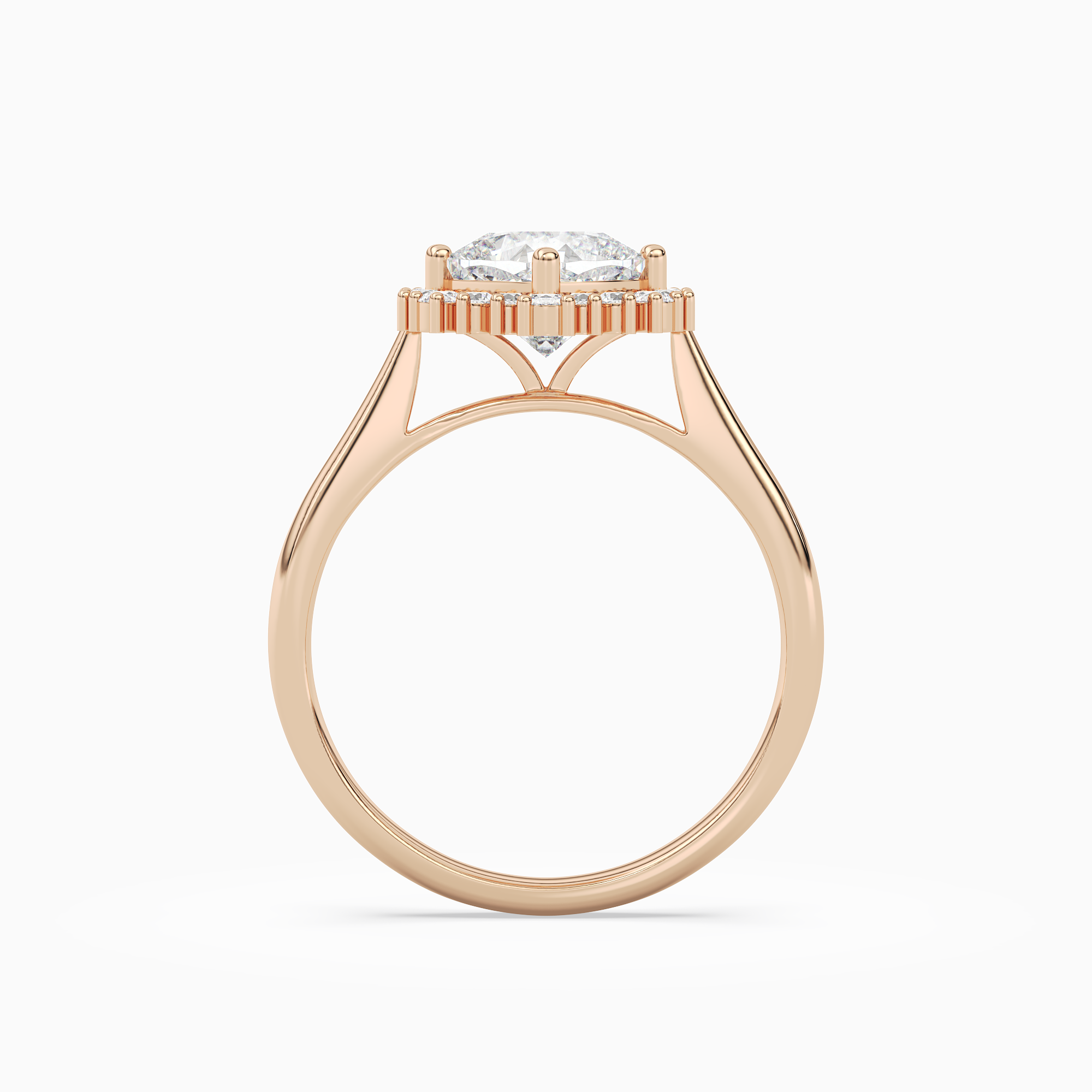 Cushion Cluster Halo in 14K Rose Gold side profile