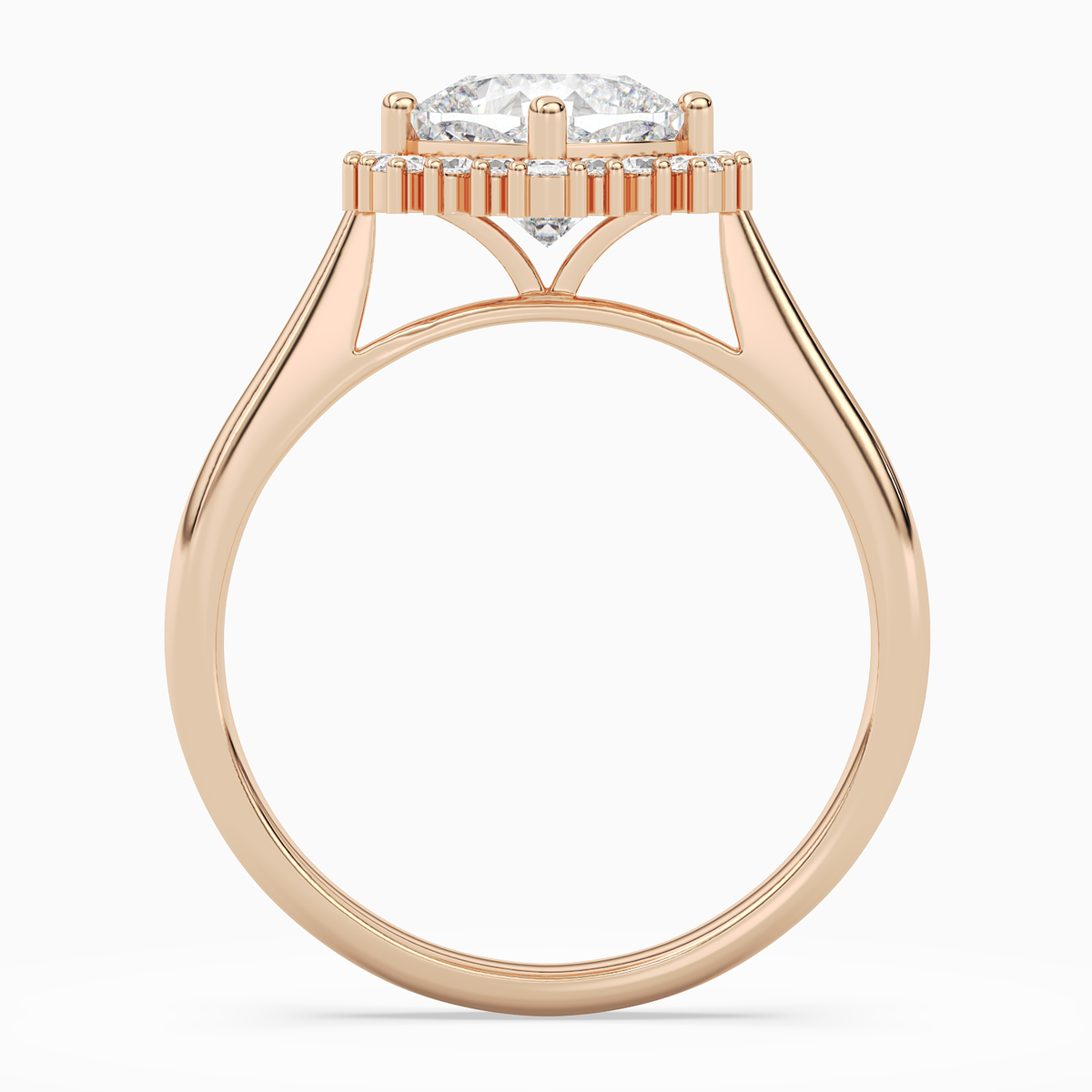 Cushion Cluster Halo in 14K Rose Gold side profile