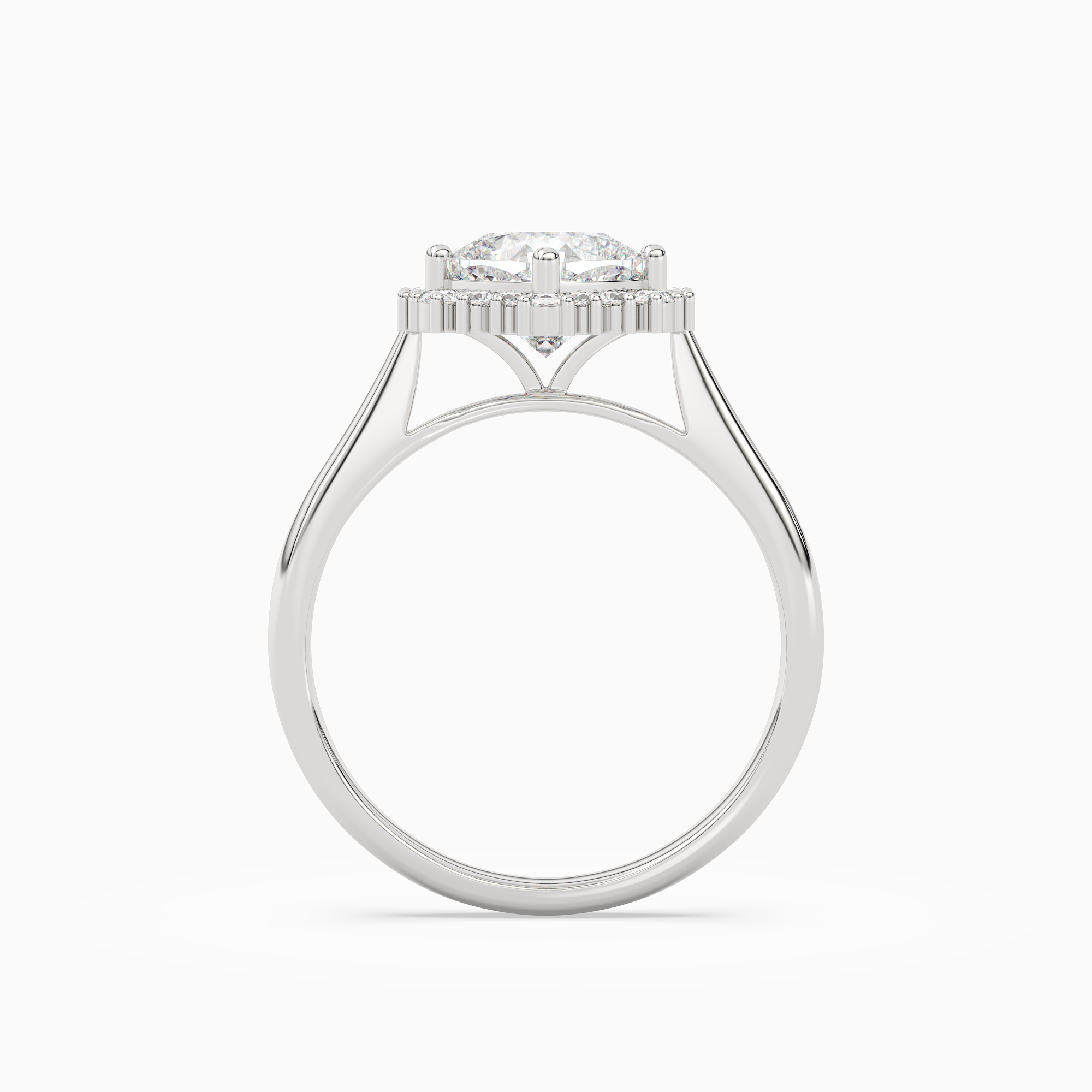 Cushion Cluster Halo in Platinum side profile