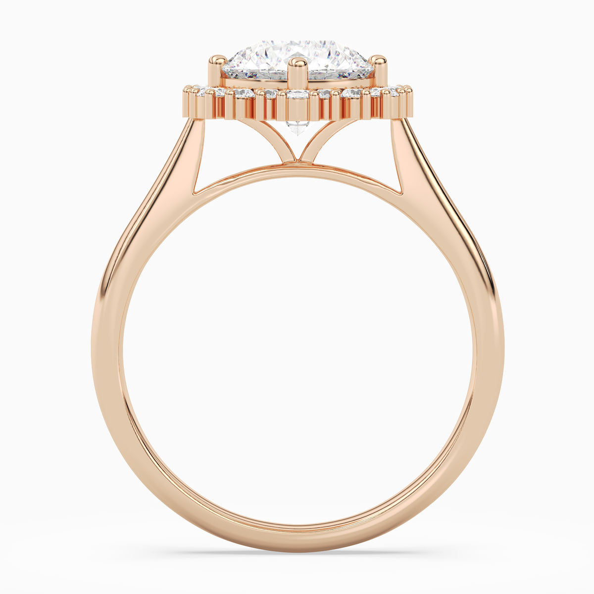 Round Cluster Halo in 14K Rose Gold side profile