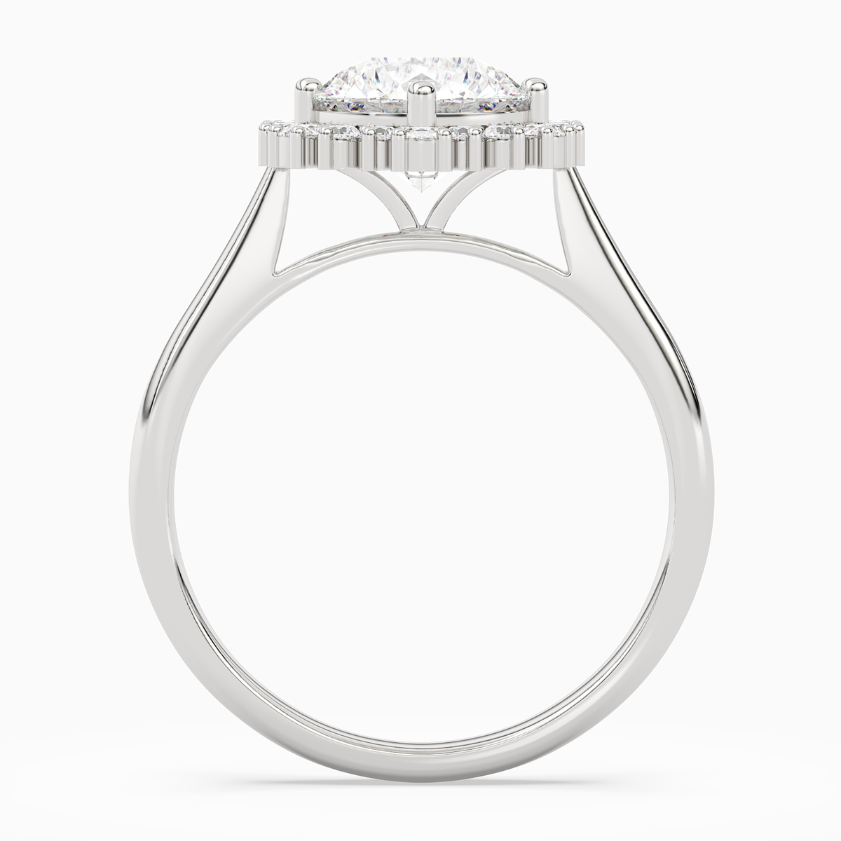 Round Cluster Halo in 14K White Gold side profile