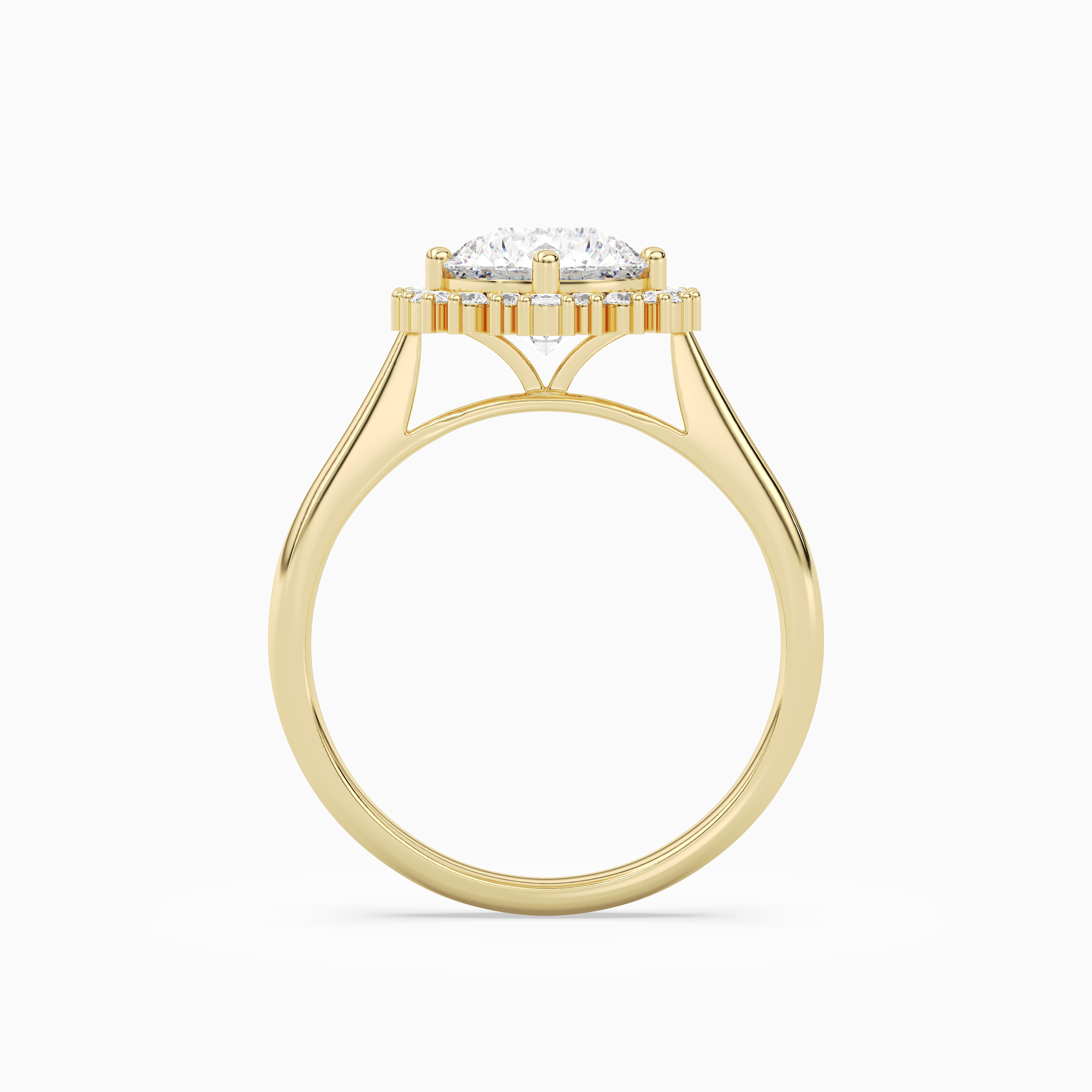 Round Cluster Halo in 14K Yellow Gold side profile