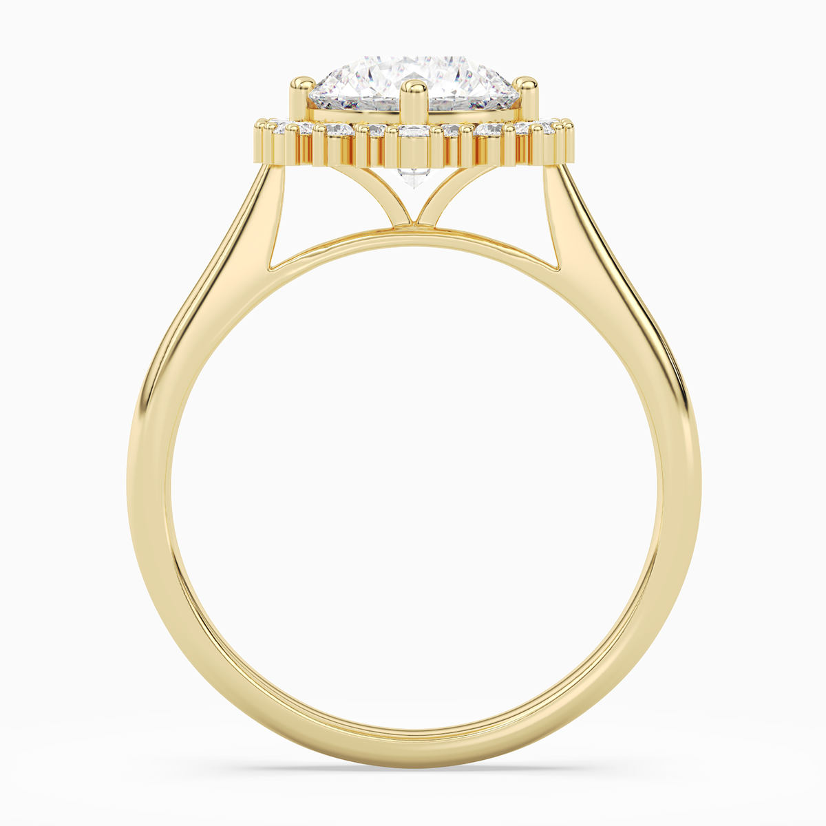 Round Cluster Halo in 14K Yellow Gold side profile